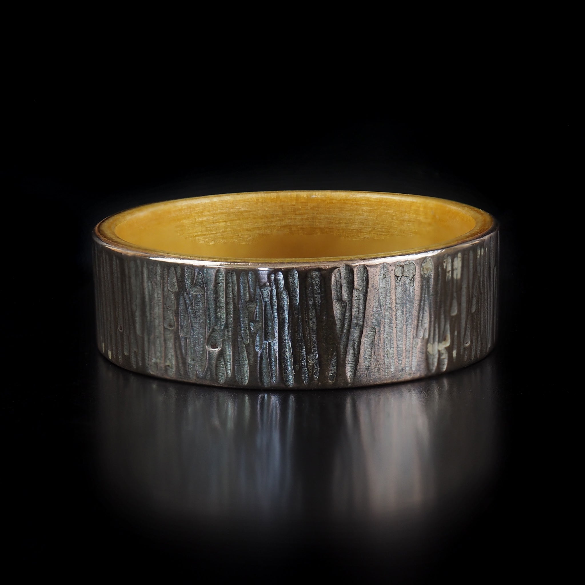 Handcrafted Shibuichi Ring with Silver Quandong shops Wood